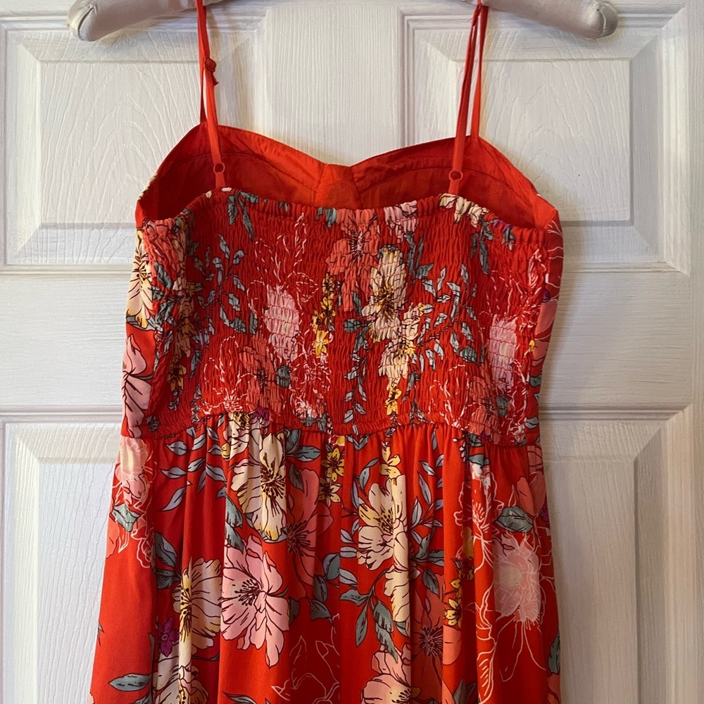 Boho Hawaiian Red Floral Sundress Tropical Maxi Long BOG Collective Fitted - Picture 5 of 5